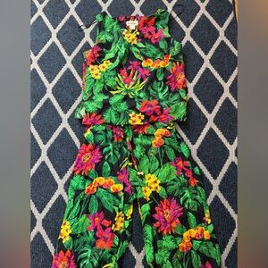 Panama Jack 2-Piece Pants Set Black/Green Tropical S